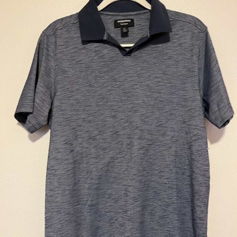 Men's Navy Textured Polo Tee